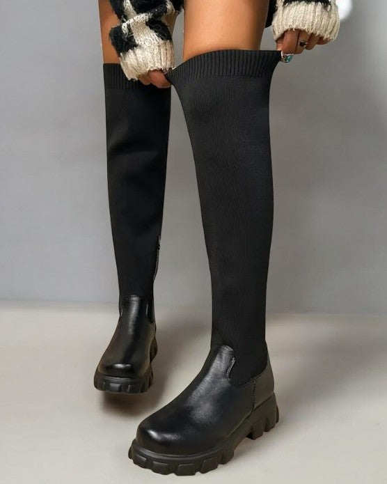 Over The Knee Stretch Knit Boots