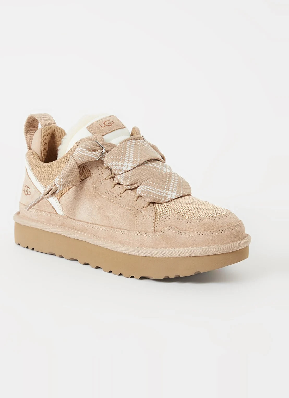 Buskin | UGG Lowmel Dames Sneakers Beige Suède met Wolvoering