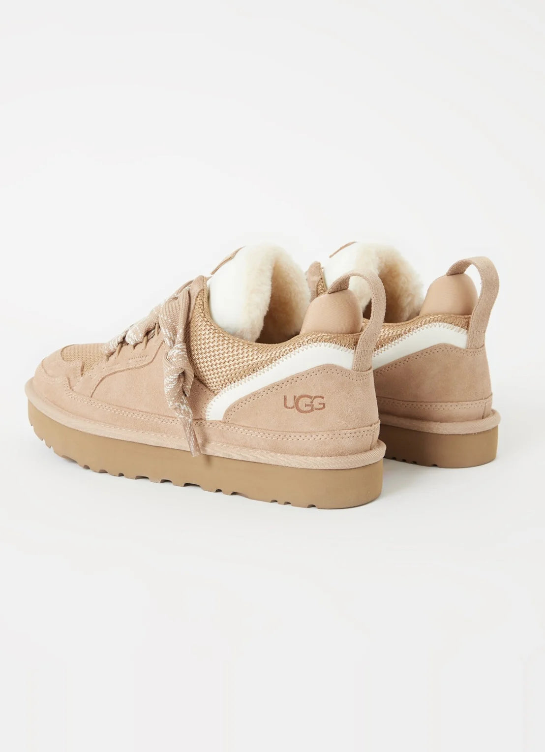 Buskin | UGG Lowmel Dames Sneakers Beige Suède met Wolvoering